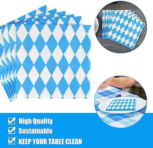 ASTARON 120pcs Bavaria Napkins Oktoberfest Party Decoration 33x33cm Decorative Napkins for Munich Oktoberfest Disposable Paper Napkins for Beer Tents Table Decoration German Beer Festival Supplies
