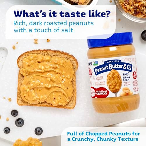 Peanut Butter & Co. Old Fashioned Crunchy Peanut Butter, 8g Protein, Non-GMO Project Verified, No Sugar Added, Gluten Free, Vegan, 16 Ounce (Pack of 6)