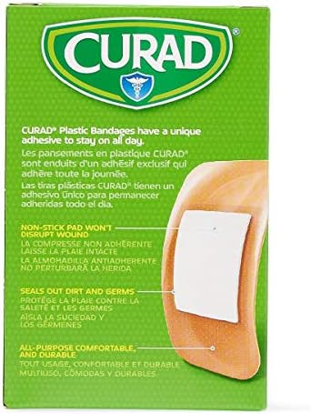 CURAD Plastic Adhesive Bandage 2" x 4", Not Made from Natural Rubber Latex, Each