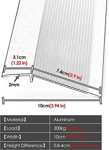 Doorway Uneven Floor Transition Strip, Floor Transition Strip 10cm Wide,Door Threshold Reducer for Uneven Floors,Aluminum Edge for Hardwood/Laminate/Vinyl Floors