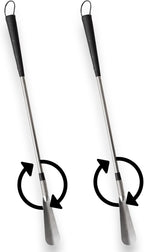 Essential Medical Supply Deluxe 2 Pack of Long Handle 24in Shoehorns with Spring Flex End for Easier Shoe - No Bend Device to More Easily Put on Shoes for Seniors and Anyone