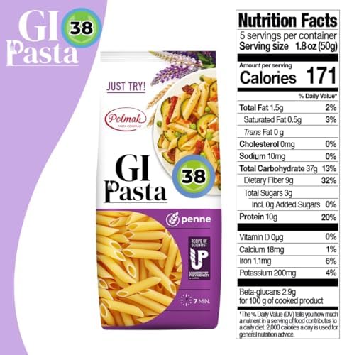 GI Pasta Penne, 8.8 oz | Low Glycemic, Premium Italian-Style Dry Pasta for Cooking, Perfect for Sauces and Everyday Meals