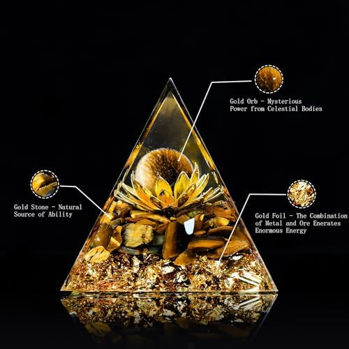 Orgone Pyramid Healing Crystals Set – Positive Energy Generator for Meditation, Focus & Emotional Balance. Home Office Spiritual Decor Gift (Citrine)