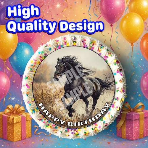 7.5x Inch Edible Cake Toppers – Horse Themed Birthday Party Collection of Edible Cake Decorations