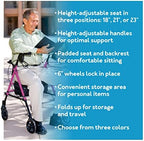 Carex Step 'N Rest Aluminum Rolling Walker For Seniors, Pink - Rollator Walker With Seat - With Back Support, 6 Inch Wheels, 250lbs Support, Lightweight