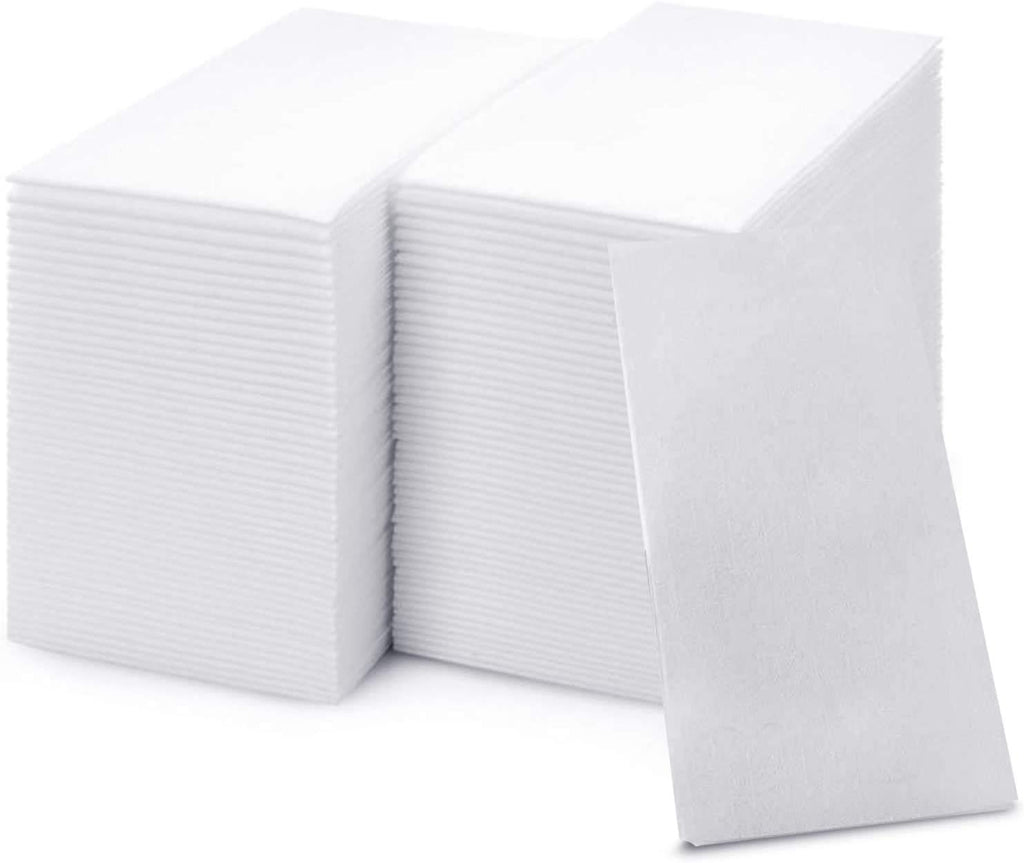 50 Paper Towels Cloth-Like Hand Tissue Paper Napkins, Disposable Hand Towels for Bathroom Guests, Disposable Face Towel for Guest, Washcloths or Dinner Napkin, Made in USA, White