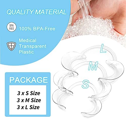 Dental Cheek Retractor, 9-Pack 100% BPA-Free C-Shape Autoclavable Mouth Opener Retractors for Teeth Whitening, Party, Mouthguard Challenge Game (3X Size S, 3xSize M, 3xSize L) (9 Pack)