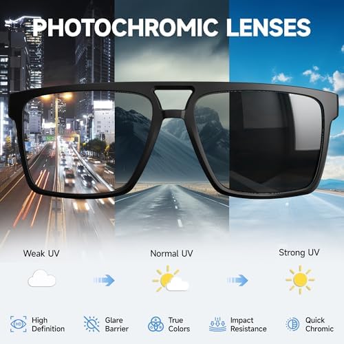 Photochromic Sunglasses for Men Women, UV Transition and Proteciton. ANSI Z87.1 for Sports Running and Work safety