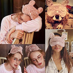 Shinywear Women Plush Rabbit Eye Mask Cute Sleeping Blindfold Eye Cover Fuzzy Bunny Ear Eyeshade for Travel Nap Night Sleeping blinder (Pink Rabbit)