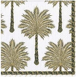 Caspari Grand Palms Paper Cocktail Napkins in Black - 20 Per Package