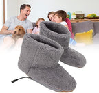 1 Pair Heated Slippers Boot, Soft Plush Heated Foot Warmer Shoes Heated Socks Winter Feet Warmers Electric Heating Boots Foot Heater Warmer Slipper for Cold Winter(Grey)