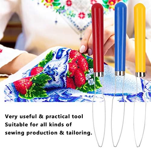 6PCs Button Hook, Wire Loop Button Hook Zipper Pull Assist Tool, Dressing Aids for Easy Button and Fastener, DIY Sewing Embroidery Tools for Arthritis with Wooden Handle