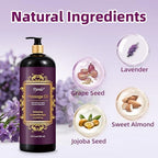 Pjordo Aromatherapy Lavender Massage Oil, 10 fl oz Relaxing Massage Oil for Massage Therapy with Grape Seed, Sweet Almond & Jojoba, Spa Quality Oils for Soothing, Calming