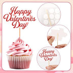 48 Pcs Happy Valentine's Day Cupcake Toppers Glitter Valentines Cupcake Toppers Heart Valentines Birthday Party Decorations Picks for Wedding Anniversary Baby Shower Party Supplies