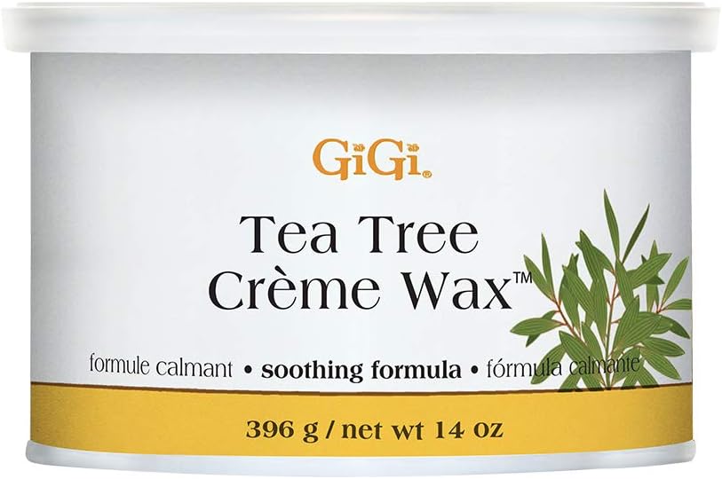 GiGi Tea Tree Crème Wax - Soothing Hair Removal Wax for Sensitive Skin, Soft Wax for Face & Body, Calming Formula with Tea Tree Oil, 14 oz