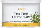 GiGi Tea Tree Crème Wax - Soothing Hair Removal Wax for Sensitive Skin, Soft Wax for Face & Body, Calming Formula with Tea Tree Oil, 14 oz