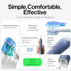 usmile P10S Sonic Electric Toothbrush – 3 Modes Deep Clean & Whitening, 180-Day Battery Life, Cushioned Gum-Care Brush Head for Sensitive Teeth, Smart Timer, 2 Brush Heads (Blue)