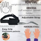 weighted utensils for hand tremors | weighted utensils for tremors and parkinsons patients | Set 4 Piece with Universal Cuff easy grip & cover | Elegant weighted silverware with Gift Box