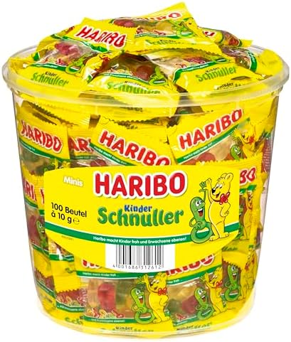 Haribo Kinder Schnuller 100Minibeutel, 1er Pack (1 x 980 g Dose)