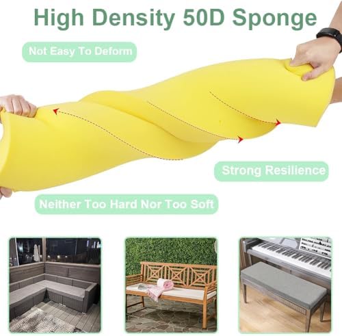 Custom Sponge Foam Bench Cushions, Personalized Indoor Furniture Cushion, High Elasticity Sponge Garden Patio Bench Cushions for Outdoor Furniture, Long Chair Pad for Swing Porch