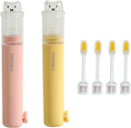 Tizee Mini Folding Toothbrush Set - 2 in 1 Portable Travel Toothbrush with Cover and Toothpaste Case, Foldable and Replaceable Heads for Home, Travel, Outdoor, Hiking, Camping, 2 Sets