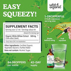 Wild & Organic White Willow Bark Extract Liquid Drops - Overall Well-Being Supplement - 500 mg White Willow Bark Herb Tincture - No Alcohol & Sugar, Non-GMO - 2 fl oz