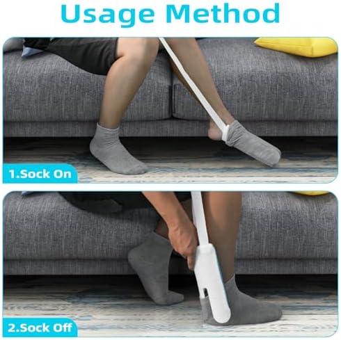 Sock Aid Device for Seniors, Sock Aids for Putting and Off Socks, Sock Helper for Pregnant Women and Disability, Easy On and Off Stocking Slider, Handicapped Avoid Bending Sock Assistant Device