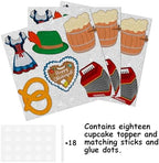 18pcs Glitter Dessert Cupcake Topper Pick for Oktoberfest German Beer Theme Decorations Men Women Happy Birthday Party Decor Supplies
