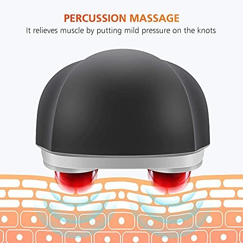 Snailax Cordless Handheld Back Massager with Heat, Deep Tissue Percussion Massager, 3 Sets of Dual Pivoting Heads,Rechargeable Hand Held Massager for Neck,Back Shoulder,Calf,Legs