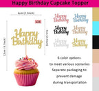 Happy Birthday Cupcake Topper - 24 Pack Glitter Sky Blue Birthday Cupcake Decorations, Celebrating Anniversary Theme Cupcake Picks (Sky Blue)
