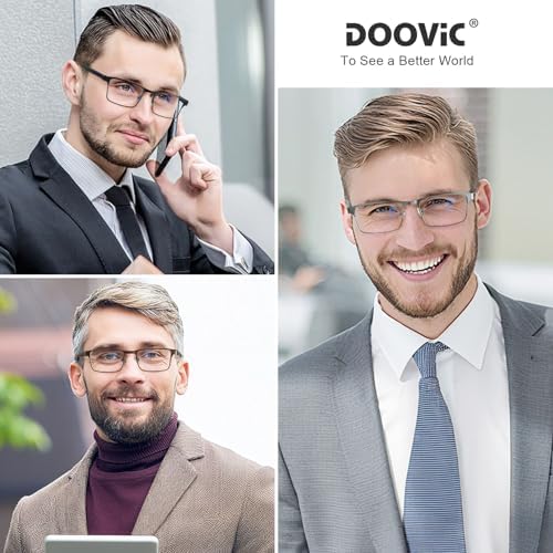 DOOViC 3 Pack Reading Glasses Men, Blue Light Blocking Reading Glasses, Stylish Metal Lightweight Computer Readers for Mens