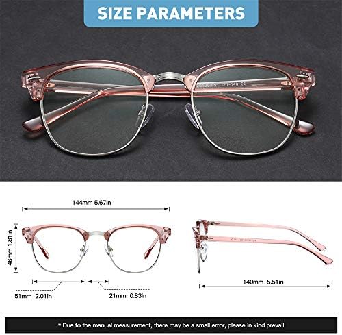 Blue Light Blocking Glasses Vintage Half Frame UV Clear Lens Anti Eyestrain Computer Gaming Glasses for Women