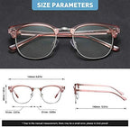 Blue Light Blocking Glasses Vintage Half Frame UV Clear Lens Anti Eyestrain Computer Gaming Glasses for Women