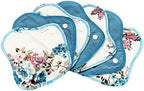 Lilind® 7 Pack Thong Pantyliners on Blue Flowers, Reusable Organic Cloth, Washable Menstrual Pads, Zero Waste 100% Cotton