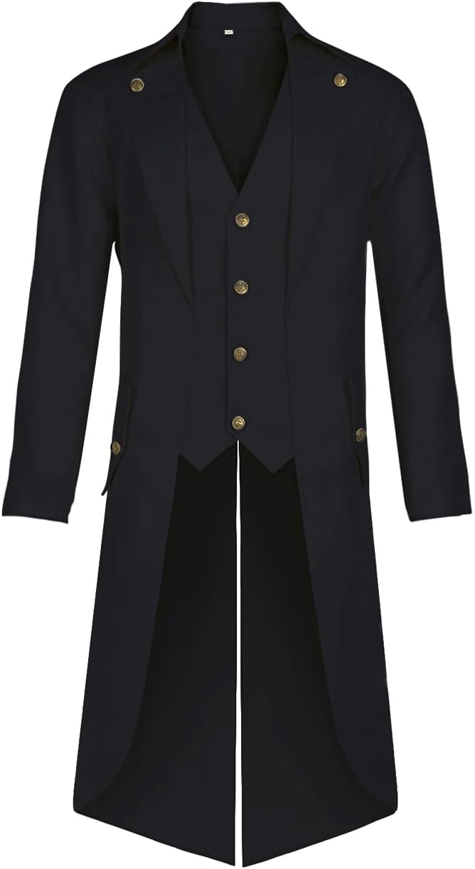 Mens Steampunk Pirate Tailcoat Jacket Gothic Victorian Tailcoat Renaissance Vintage Coat Halloween Costume