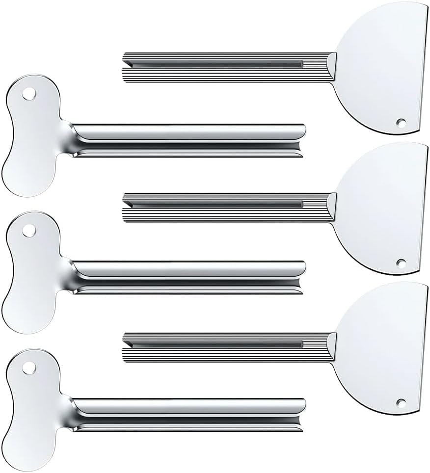 Toothpaste Squeezer 6 PCS – Stainless Steel Tube Squeezer Key Metal Toothpaste Roller Tube Wringer for Paint, Cream, Cosmetics & Hair Dye