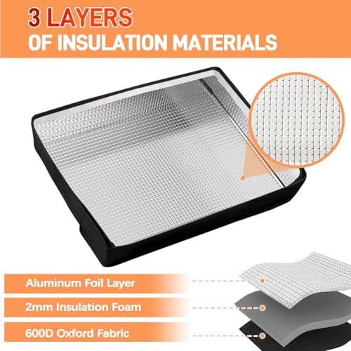 Air Conditioner Covers for Inside 21"W x 15"H x 3.5"D, Windproof and Waterproof 3 Layers Insulation Window Air Conditioner Cover with Aluminum Foil and 2mm Foam, Black