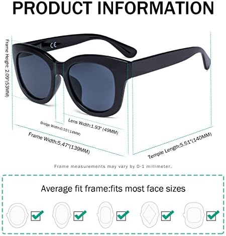 Eyekepper Oversized Reading Glasses - Retro Readers for Women Reading - Grey Lens +2.75