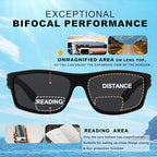 Missfive 2-Pack Mens Ultimate Bifocal Sunglasses with Readers Built In Sporty Upgraded Wrap Frame, UV400 Protection Driving & Reading Glasses for Outdoor +2.5