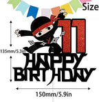 11th Happy Birthday Cake Topper Kung FU Ninja Themed Karate Boy Girl Glitter Party Cake Decorations