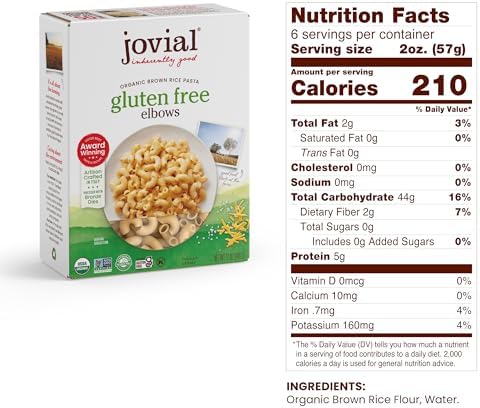 Jovial Whole Grain Brown Rice Pasta Variety Pack (Mafalda, Farfalle, Elbows, Fusilli, Casarecce, Penne) - Organic Whole Grain Brown Rice Pasta, Gluten Free, Dairy Free, Made in Italy - 12 Oz, 6 Pack