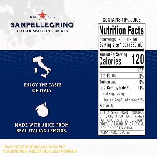 Sanpellegrino Italian Sparkling Drink Limonata, Sparkling Lemon Beverage, 6 Pack Of Cans 11.15 fl oz