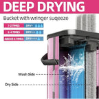 Flat Mop and Bucket for Home with Extra Refills, Stainless Steel Mop and Bucket with Wringer, Hands-Free Mop, Wet and Dry Use Mop with Long Handle (Purple)