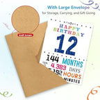 12th Birthday Card for Boys Girls, 12th Birthday Decorations Gifts for Him Her, 12 Year Old Birthday Card Gifts for Son Daughter Nephew Niece Kids