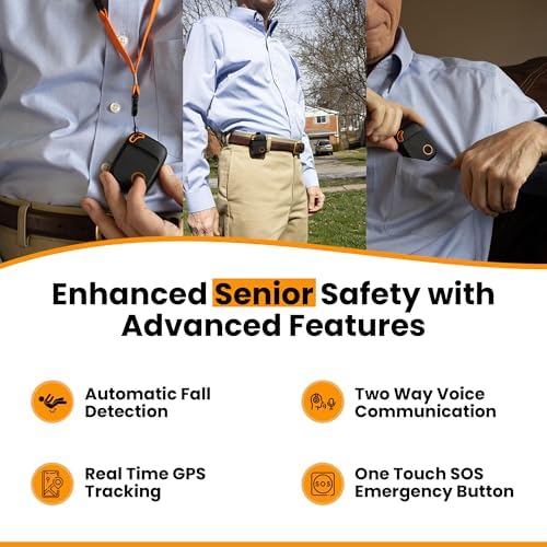 SecuLife GPS Tracker for Elderly with Fall Detection – Medical Alert System for Seniors with 24/7 Monitoring, Caregiver App, Lightweight, SOS Panic Button & Assistive Speakerphone for Personal Safety
