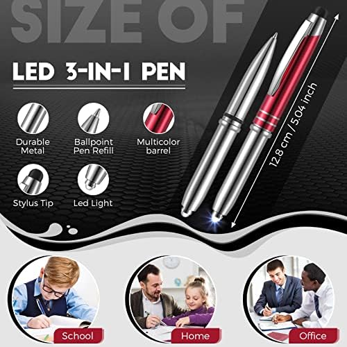 Chinco 5 Pieces Stylus Pen for Touchscreen Devices Multi-Function Capacitive Pen with LED Flashlight 3 in 1 Invisible Metallic Ink Tools with Light(Multicolor)