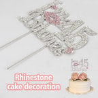 I'm 45th Funny Birthday Pink Rhinestone Cake Topper - Happy 45th Birthday Cheers to 45 Years Old Bday Party Metal Sparkly Food Centerpieces Topper Decorations Sign.