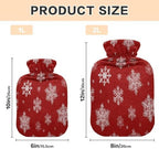 White Snowflakes Dark Red Hot Water Bottle with Soft Cover, 2L Hot Water Bag for Menstrual Cramps, Neck and Shoulder Pain Relief, Hot and Cold Therapies, Hand Feet Warmer