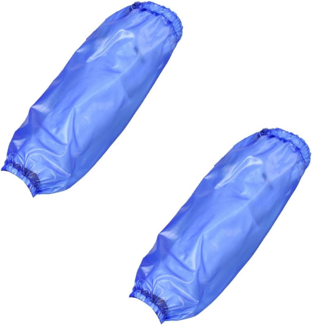 1 Pair Blue Waterproof Oversleeves for arms, Oilproof Arm Sleeves Covers, Oversleeves Protector for Cooking, PVC Butcher Sleeve for Dish Washing, Gardening, Cleaning Fish, Arm Protection