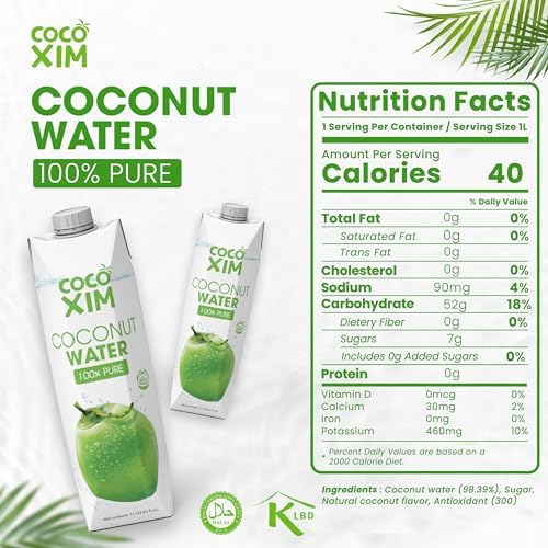 COCOXIM Ready to Drink Pure Coconut Water - 33.8 oz (Pack of 12)| Zero Added Sugar |100% Natural & Fresh with Electrolytes & Nutrients | Halal & Kosher Certified | Alternative to Soda, Soft Drinks and Sports Drinks